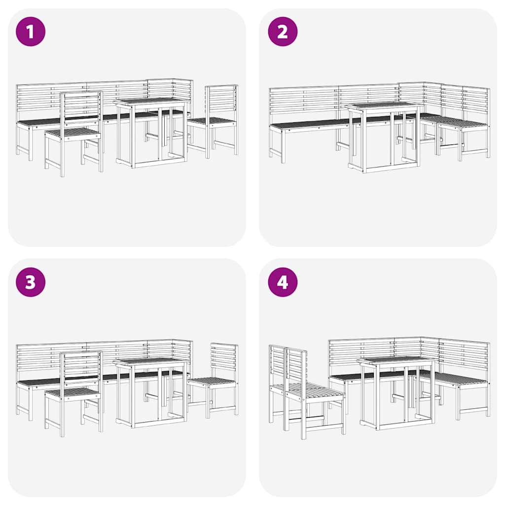 6-teiliges Garten-Esszimmer-Set - Aus solidem Akazienholz